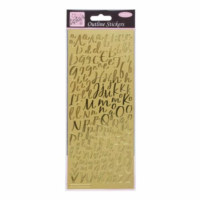 Anita's Gold Modern Alphabet Outline Stickers 3 Anita's Gold Modern Alphabet Outline Stickers