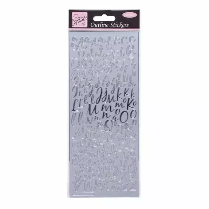 Anita's Silver Modern Alphabet Outline Stickers 3 Anita's Silver Modern Alphabet Outline Stickers