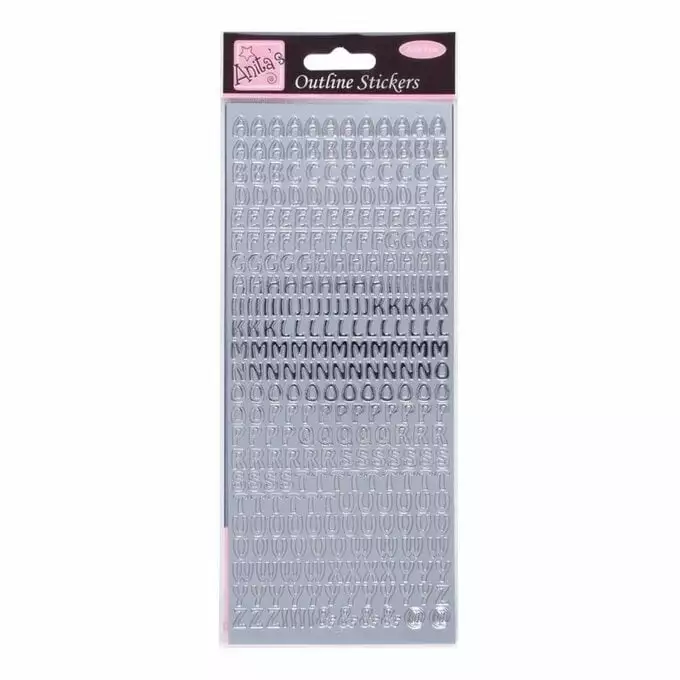 Anita's Silver Uppercase Alphabet Outline Stickers 3 Anita's Silver Uppercase Alphabet Outline Stickers