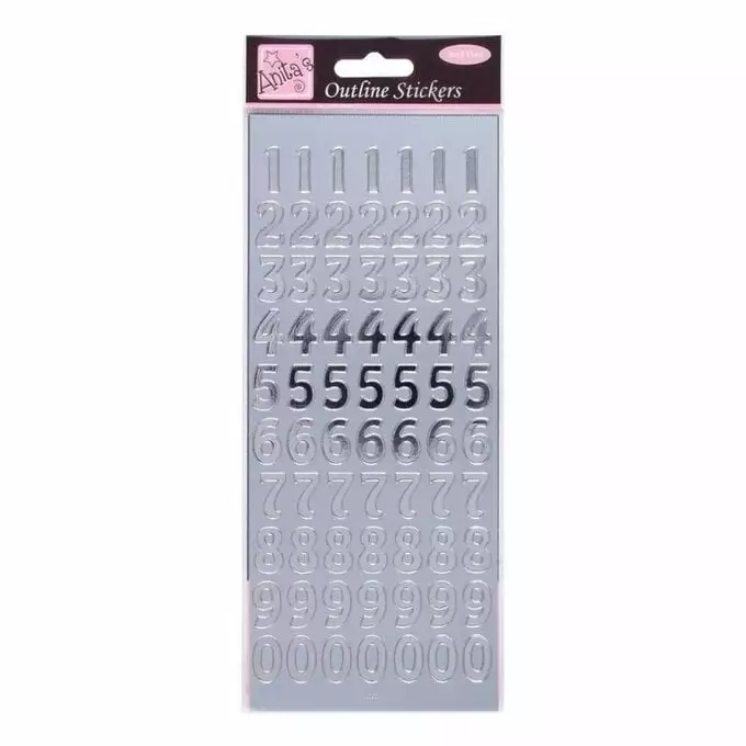 Anita's Large Silver Number Outline Stickers 3 Anita's Large Silver Number Outline Stickers