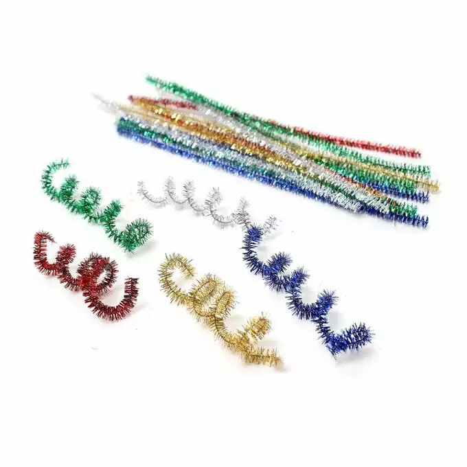 Hobbycraft Assorted Tinsel Pipe Cleaners 40 Pack 3 Hobbycraft Assorted Tinsel Pipe Cleaners 40 Pack