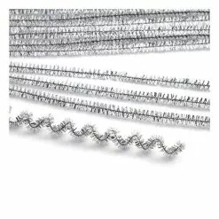 Hobbycraft Silver Tinsel Pipe Cleaners 25 Pack