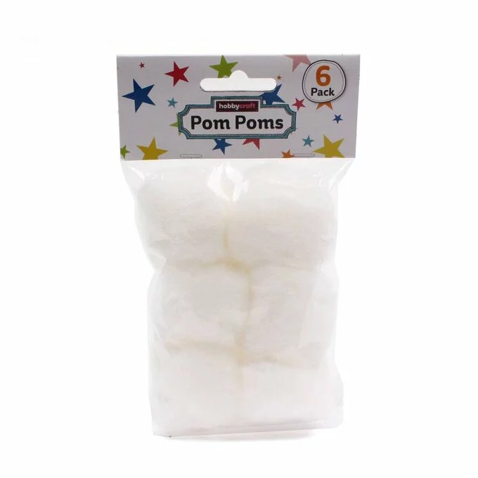 Hobbycraft White Pom Poms 5cm 6 Pack 4 Hobbycraft White Pom Poms 5cm 6 Pack - Image 2