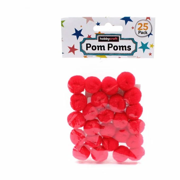 Hobbycraft Bright Red Pom Poms 2cm 25 Pack 4 Hobbycraft Bright Red Pom Poms 2cm 25 Pack - Image 2