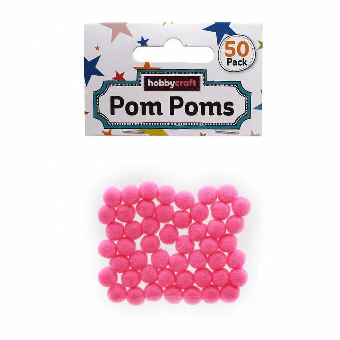 Hobbycraft Pink Pom Poms 7mm 50 Pack 4 Hobbycraft Pink Pom Poms 7mm 50 Pack - Image 2