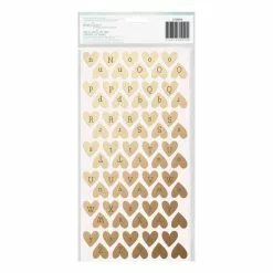 American Crafts Dear Lizzy Fine And Dandy Sparkling Gold Foil Alpha Heart Thickers