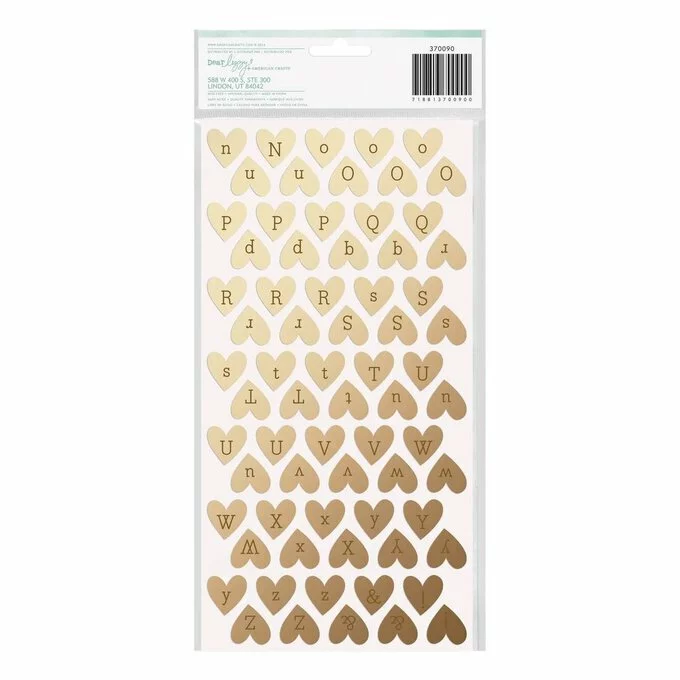 American Crafts Dear Lizzy Fine And Dandy Sparkling Gold Foil Alpha Heart Thickers 3 American Crafts Dear Lizzy Fine And Dandy Sparkling Gold Foil Alpha Heart Thickers