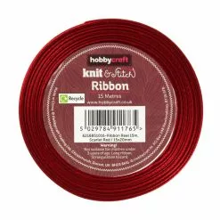 Hobbycraft Scarlet Red Satin Ribbon 20mm X 15m -Cheap Christmas Crafts for Kids Store 621885 1016 3 Ribbon Reel Scarlet Red