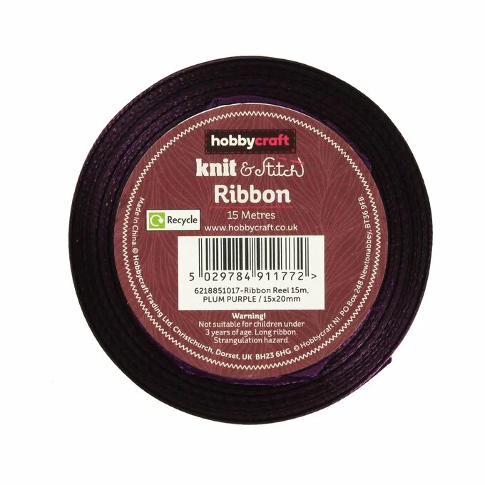 Hobbycraft Plum Purple Satin Ribbon 20mm X 15m 5 Hobbycraft Plum Purple Satin Ribbon 20mm X 15m - Image 3