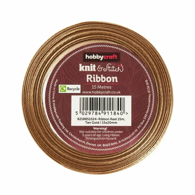 Hobbycraft Tan Gold Satin Ribbon 20mm X 15m 5 Hobbycraft Tan Gold Satin Ribbon 20mm X 15m - Image 3