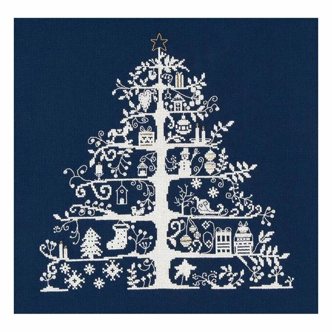 DMC Blue Christmas Tree Cross Stitch Kit 30cm X 30cm 4 DMC Blue Christmas Tree Cross Stitch Kit 30cm X 30cm - Image 2