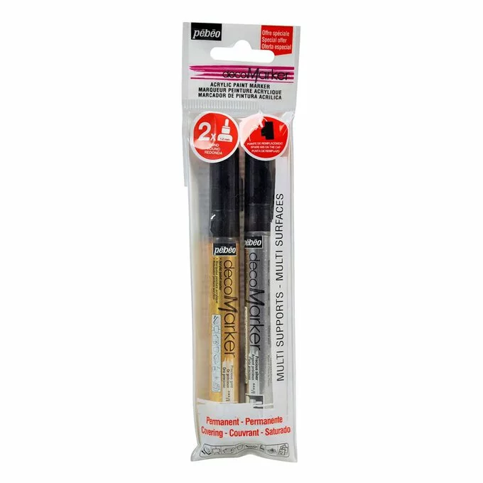 Pebeo Gold And Silver Deco Markers 2 Pack 3 Pebeo Gold And Silver Deco Markers 2 Pack