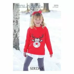 Sirdar Wash 'n' Wear Double Crepe DK Rudolph Christmas Jumper Digital Pattern 2373