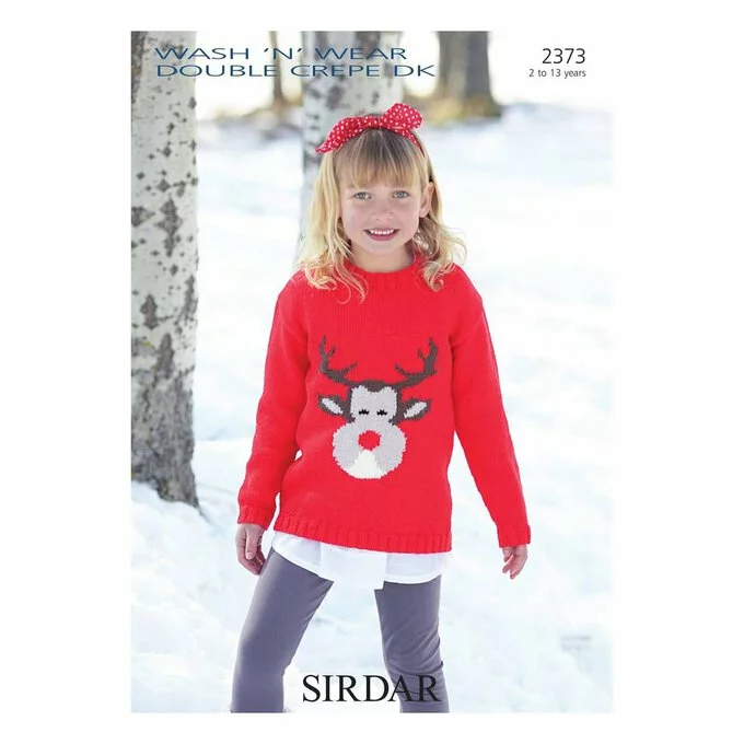 Sirdar Wash 'n' Wear Double Crepe DK Rudolph Christmas Jumper Digital Pattern 2373 3 Sirdar Wash 'n' Wear Double Crepe DK Rudolph Christmas Jumper Digital Pattern 2373