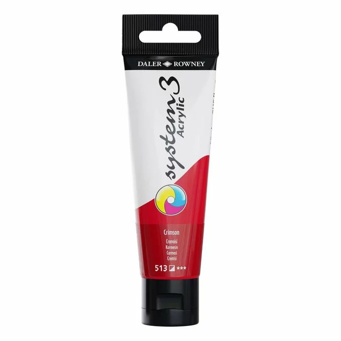 Daler-Rowney System3 Crimson Acrylic Paint 59ml 3 Daler-Rowney System3 Crimson Acrylic Paint 59ml