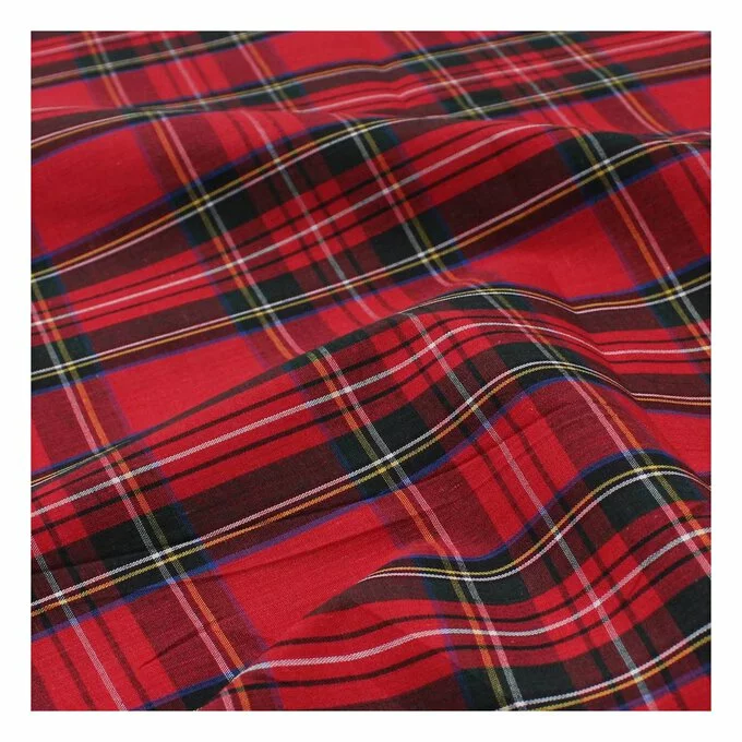 Visage Red And Green Polycotton Tartan Fabric Pack 112cm X 2m 3 Visage Red And Green Polycotton Tartan Fabric Pack 112cm X 2m