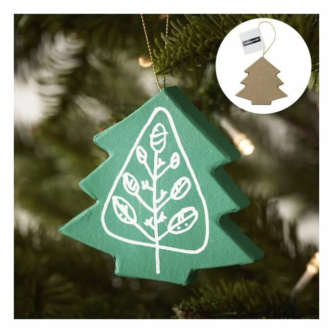 Hobbycraft Mache Hanging Tree Decoration 9cm 4 Hobbycraft Mache Hanging Tree Decoration 9cm - Image 2