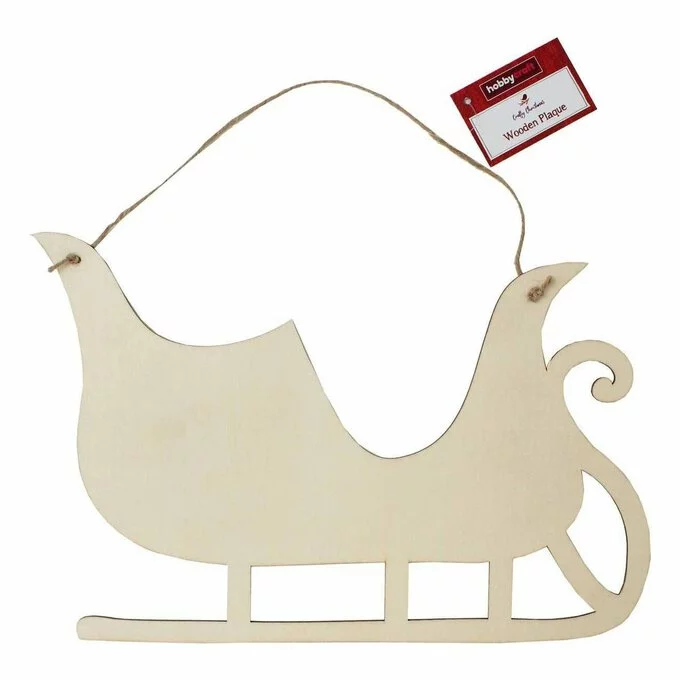 Hobbycraft Hanging Wooden Christmas Sleigh Plaque 30cm 3 Hobbycraft Hanging Wooden Christmas Sleigh Plaque 30cm