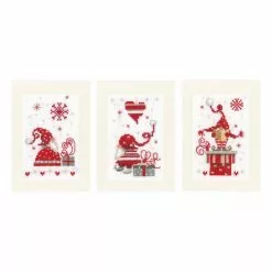 Vervaco Christmas Gnomes Cross Stitch Card Kit 3 Pack