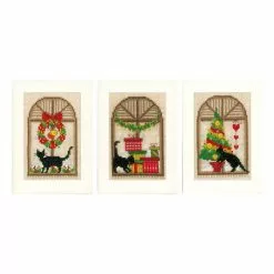 Vervaco Christmas Atmosphere Cross Stitch Card Kit 3 Pack