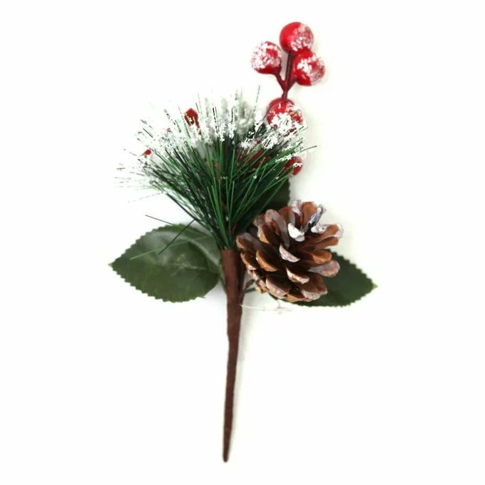 Hobbycraft Frosted Red Berries And Fir Cone Pick 20cm 3 Hobbycraft Frosted Red Berries And Fir Cone Pick 20cm