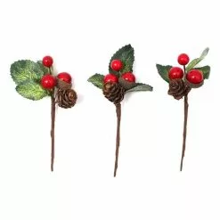 Hobbycraft Mini Red Berry Picks 10cm 3 Pack