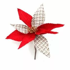 Hobbycraft Red Check Poinsettia Pick 28cm