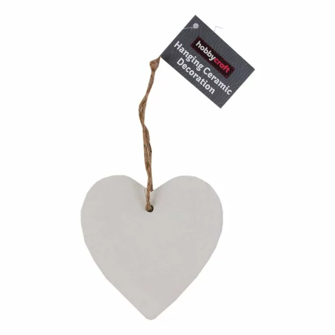 Hobbycraft Unglazed Ceramic Hanging Heart Decoration 11cm 3 Hobbycraft Unglazed Ceramic Hanging Heart Decoration 11cm