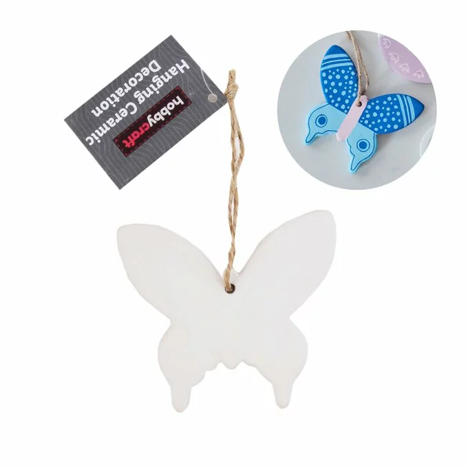 Hobbycraft Unglazed Ceramic Hanging Butterfly Decoration 9.5cm 3 Hobbycraft Unglazed Ceramic Hanging Butterfly Decoration 9.5cm