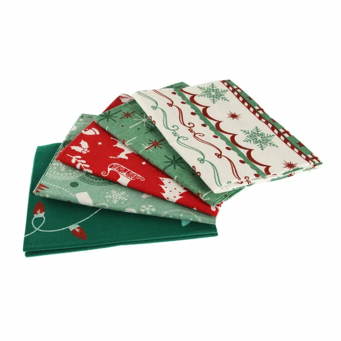 Hobbycraft Reindeer Print Cotton Fat Quarters 5 Pack 4 Hobbycraft Reindeer Print Cotton Fat Quarters 5 Pack - Image 2