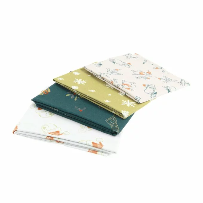 Disney Winnie The Pooh Christmas Cotton Fat Quarters 4 Pack 3 Disney Winnie The Pooh Christmas Cotton Fat Quarters 4 Pack - Image 2