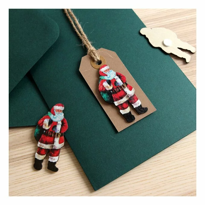 Hobbycraft Santa Wooden Toppers 3 Pack 4 Hobbycraft Santa Wooden Toppers 3 Pack - Image 2