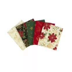Craft Cotton Company Classic Poinsettia Cotton Fat Quarters 5 Pack