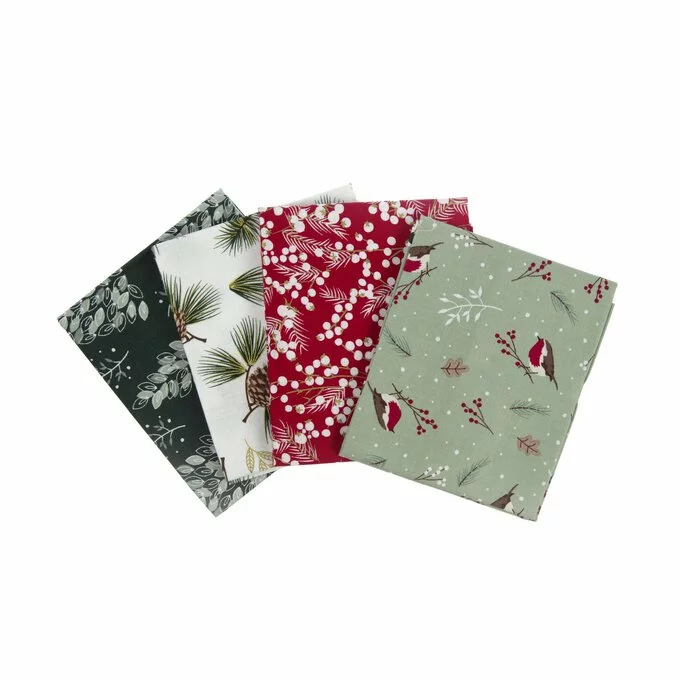 Craft Cotton Company Christmas Robin Cotton Fat Quarters 4 Pack 3 Craft Cotton Company Christmas Robin Cotton Fat Quarters 4 Pack