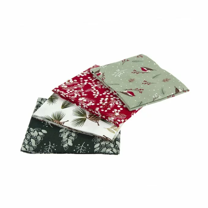Craft Cotton Company Christmas Robin Cotton Fat Quarters 4 Pack 4 Craft Cotton Company Christmas Robin Cotton Fat Quarters 4 Pack - Image 2
