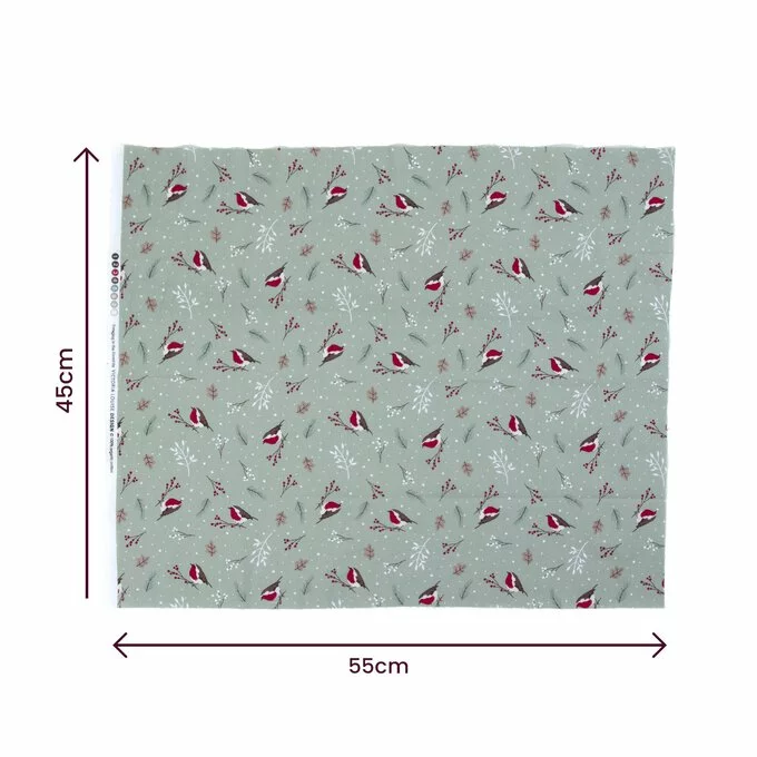 Craft Cotton Company Christmas Robin Cotton Fat Quarters 4 Pack 5 Craft Cotton Company Christmas Robin Cotton Fat Quarters 4 Pack - Image 3