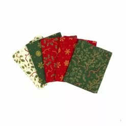 Craft Cotton Company Metallic Holly Cotton Fat Quarters 5 Pack