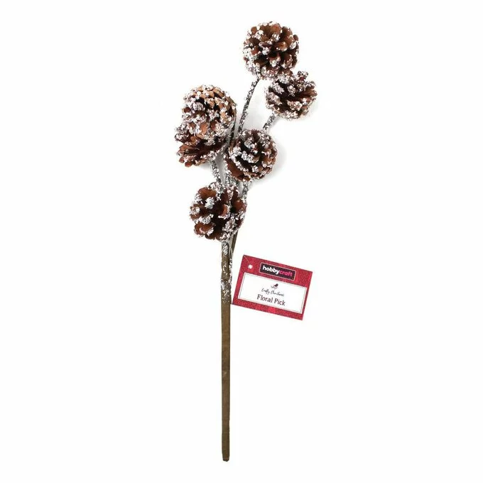 Hobbycraft Frosted Fir Cone Pick 40cm 3 Hobbycraft Frosted Fir Cone Pick 40cm