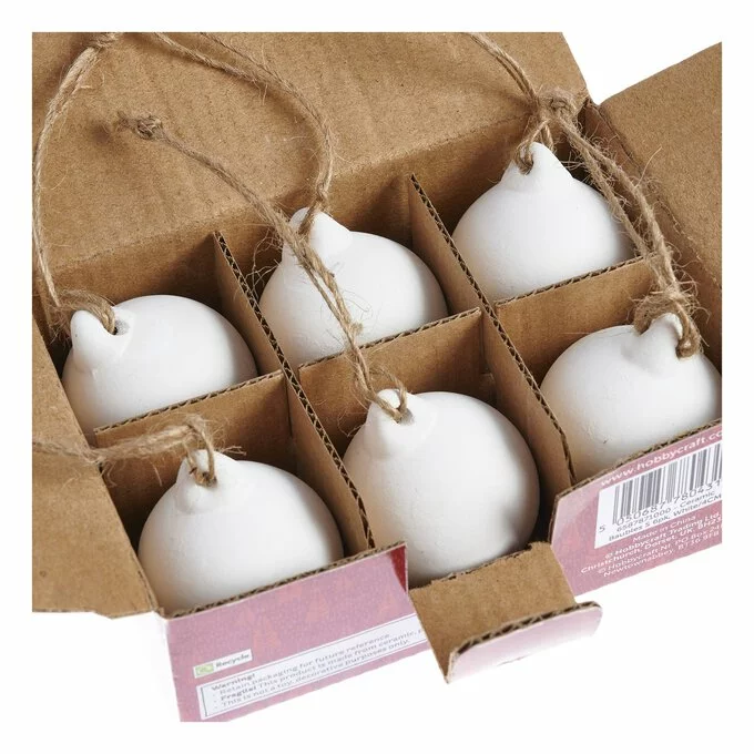 Hobbycraft Mini Ceramic Baubles With Jute 6 Pack 4 Hobbycraft Mini Ceramic Baubles With Jute 6 Pack - Image 2