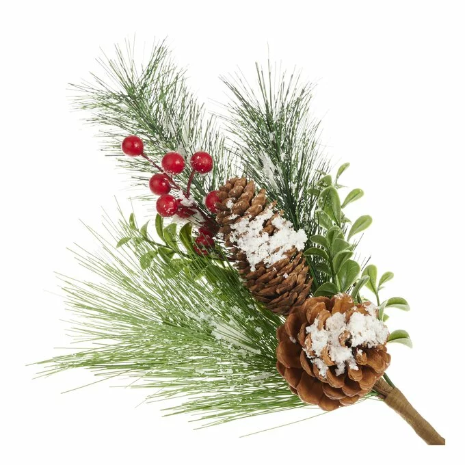 Hobbycraft Snowy Fir Cone With Berries Stem 51cm 4 Hobbycraft Snowy Fir Cone With Berries Stem 51cm - Image 2