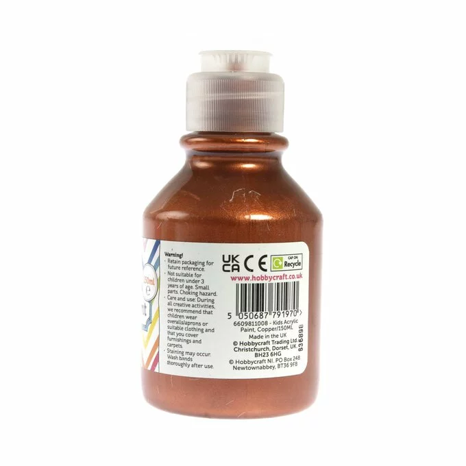 Hobbycraft Kids’ Copper Acrylic Paint 150ml 5 Hobbycraft Kids’ Copper Acrylic Paint 150ml - Image 3