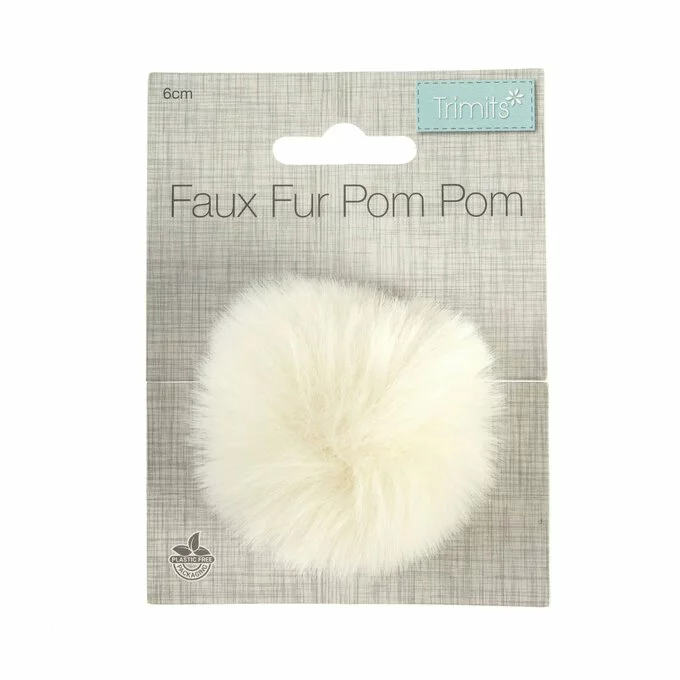 Trimits Cream Faux Fur Pom Pom 6cm 5 Trimits Cream Faux Fur Pom Pom 6cm - Image 4