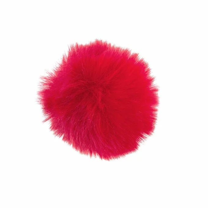 Trimits Red Faux Fur Pom Pom 6cm 3 Trimits Red Faux Fur Pom Pom 6cm