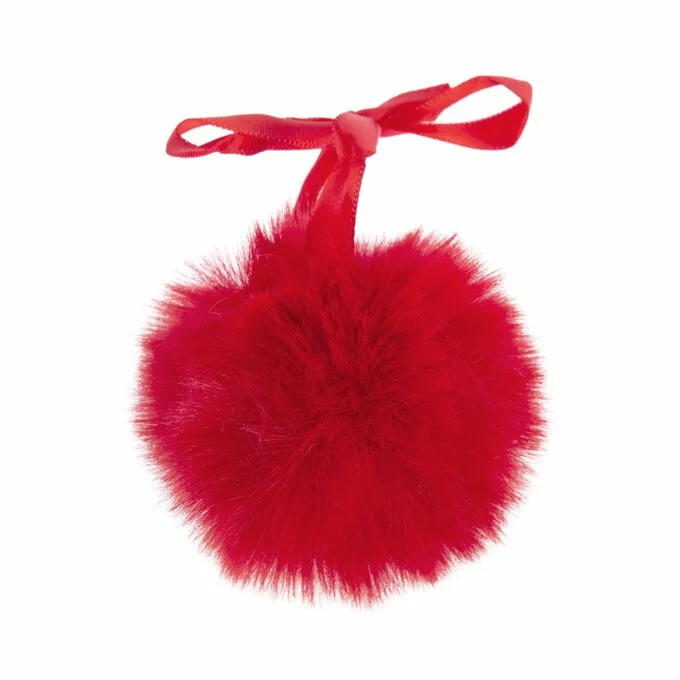 Trimits Red Faux Fur Pom Pom 6cm 5 Trimits Red Faux Fur Pom Pom 6cm - Image 3