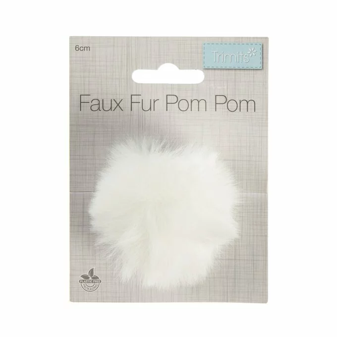 Trimits White Faux Fur Pom Pom 6cm 6 Trimits White Faux Fur Pom Pom 6cm - Image 4