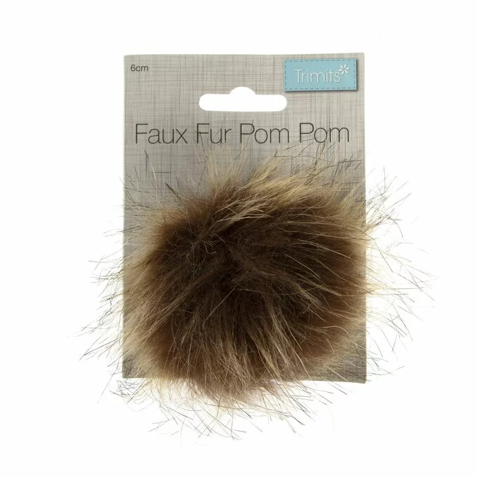 Trimits Brown Faux Fur Pom Pom 6cm 6 Trimits Brown Faux Fur Pom Pom 6cm - Image 4