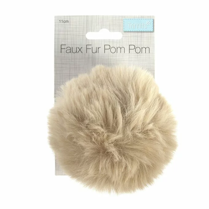 Trimits Natural Faux Fur Pom Pom 11cm 6 Trimits Natural Faux Fur Pom Pom 11cm - Image 4
