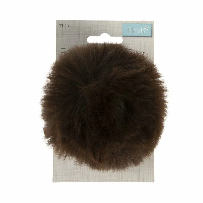 Trimits Brown Faux Fur Pom Pom 11cm 5 Trimits Brown Faux Fur Pom Pom 11cm - Image 3